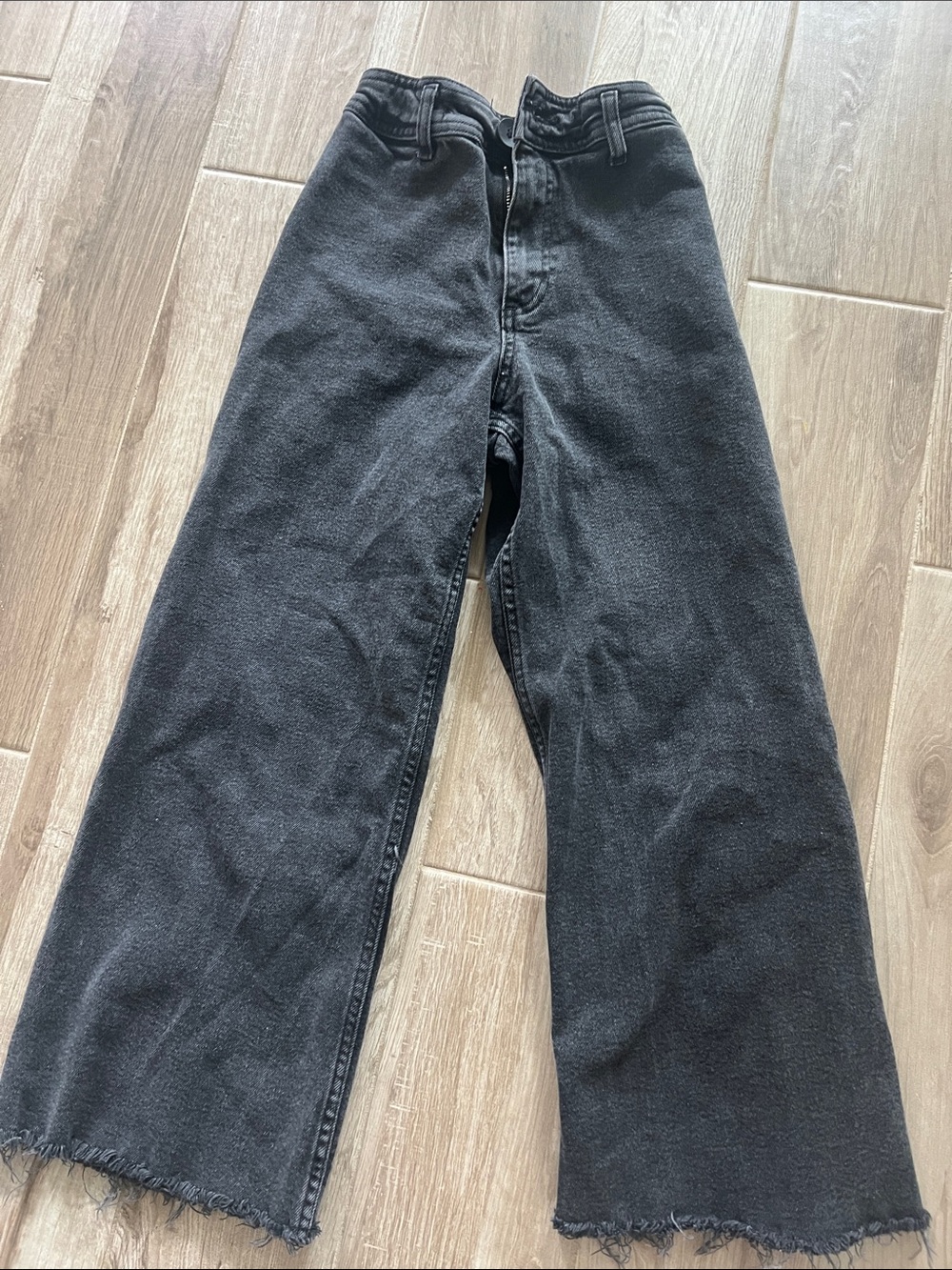 Zara Girls Faded Black Wide-Leg Jeans